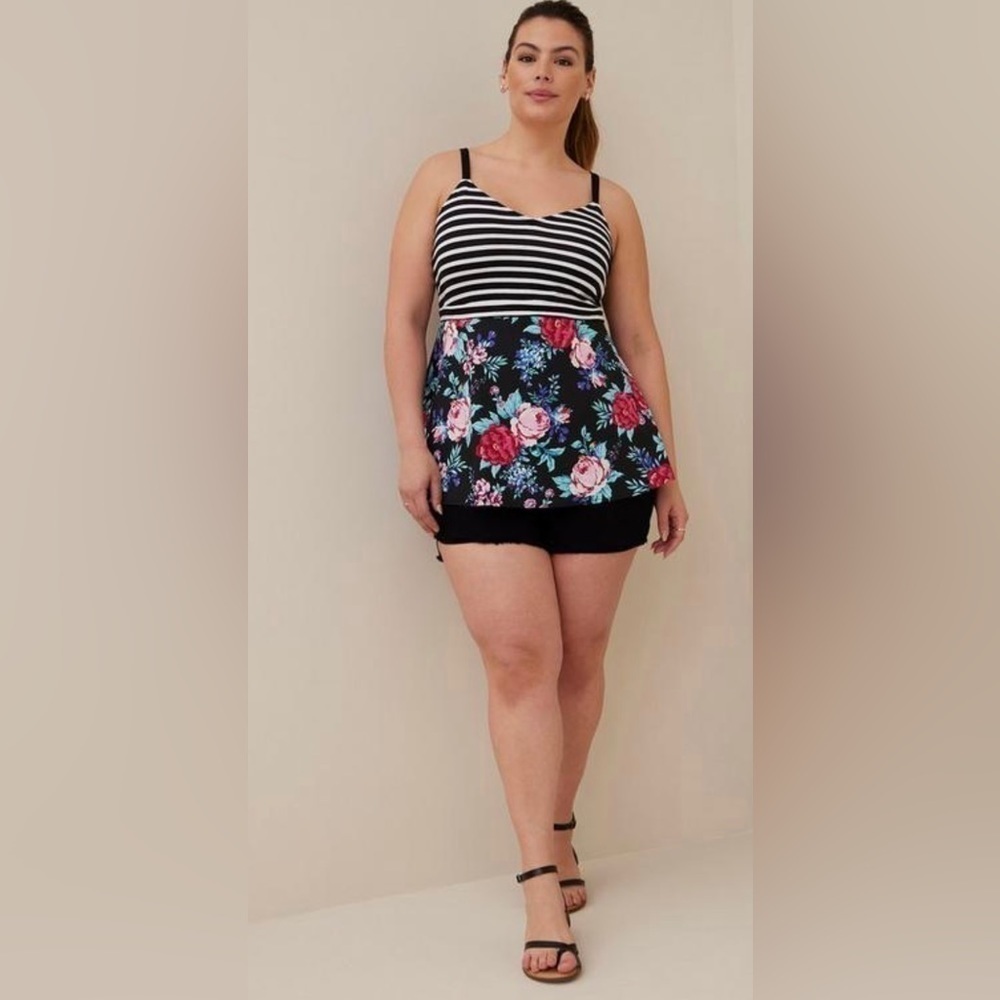 Babydoll Fabric Mix Super Soft And Poplin V- Neck Cami